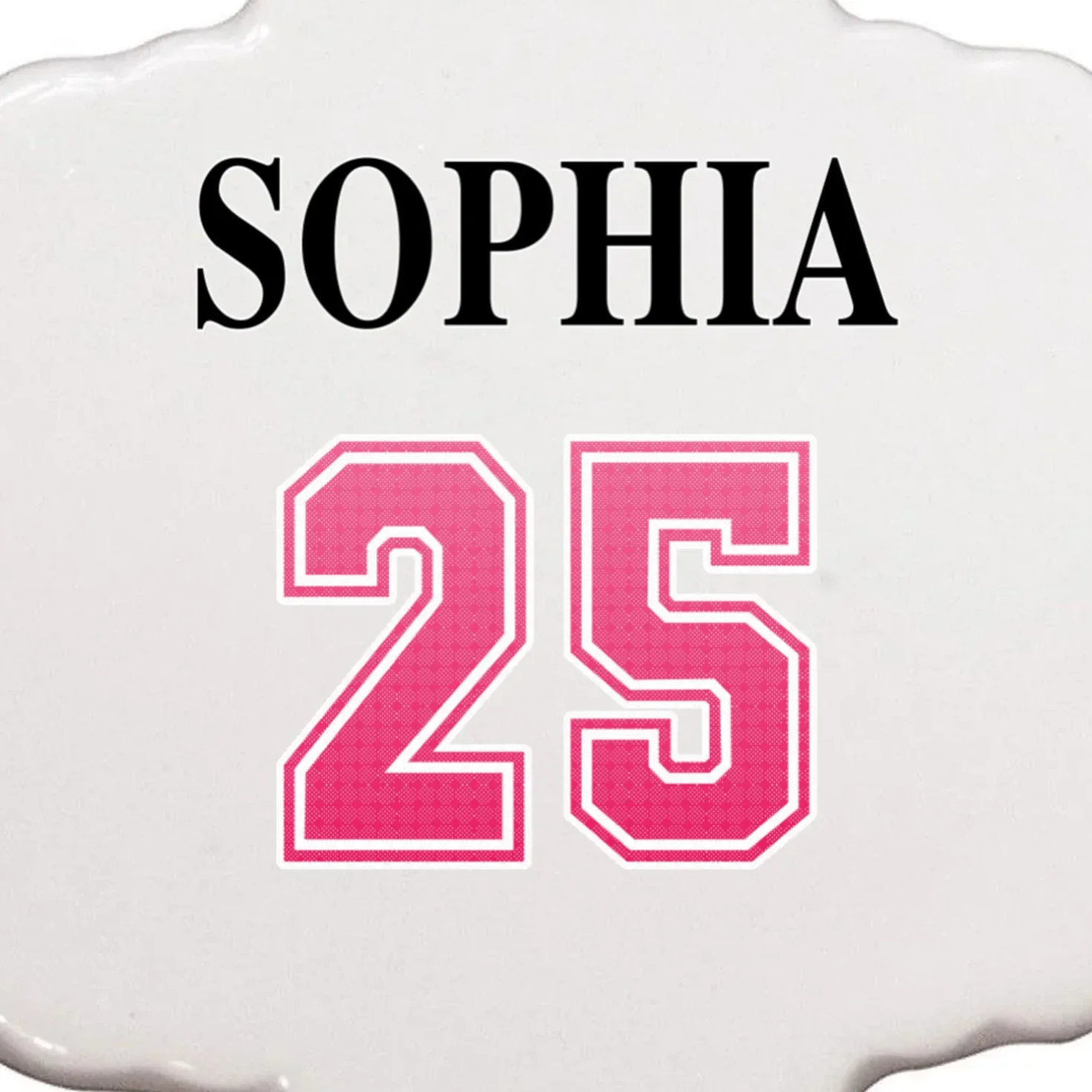 Custom Pink Out Volleyball Jersey - Personalized Name & Number Ornament - Back - Close-up