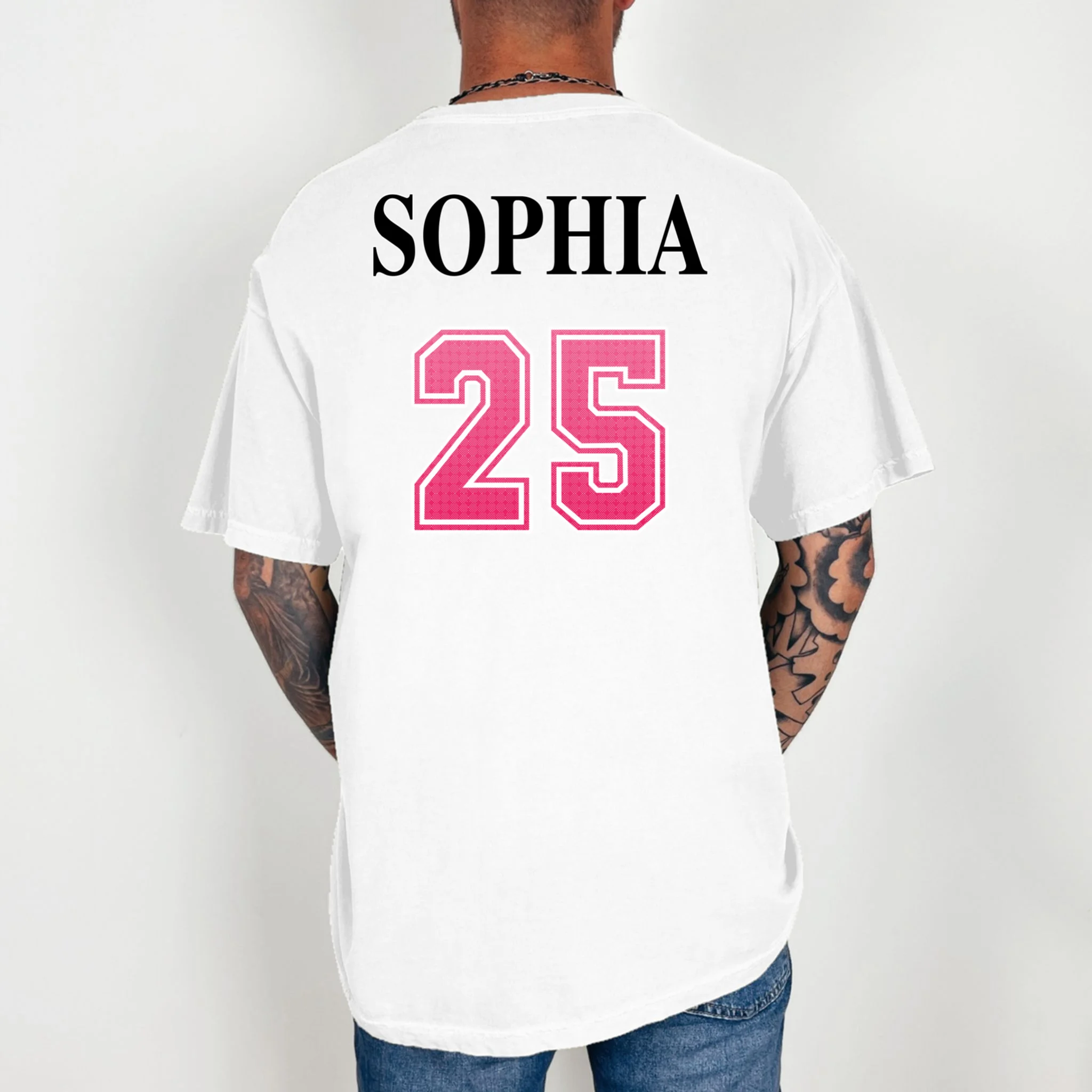Custom Pink Out Volleyball Jersey - Personalized Name & Number Comfort Colors Unisex T-Shirt - Back 2