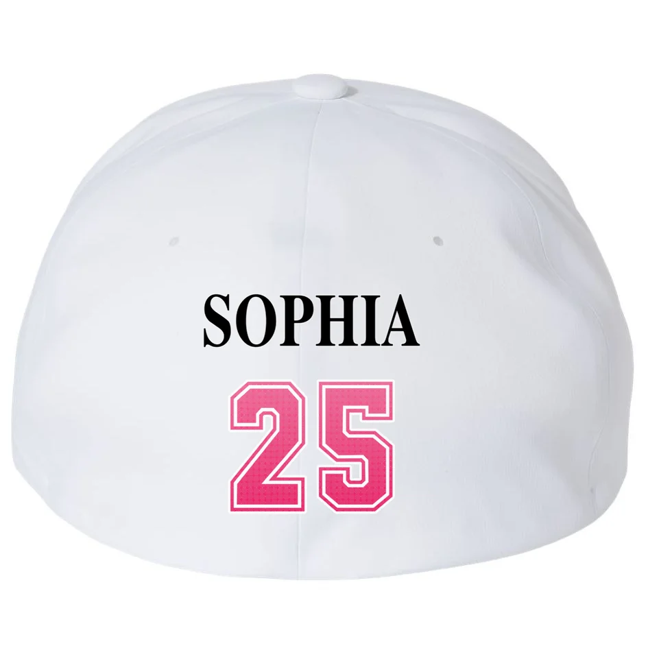 Custom Pink Out Volleyball Jersey - Personalized Name & Number Flexfit Men's Snapback Hat - Back - Close-up
