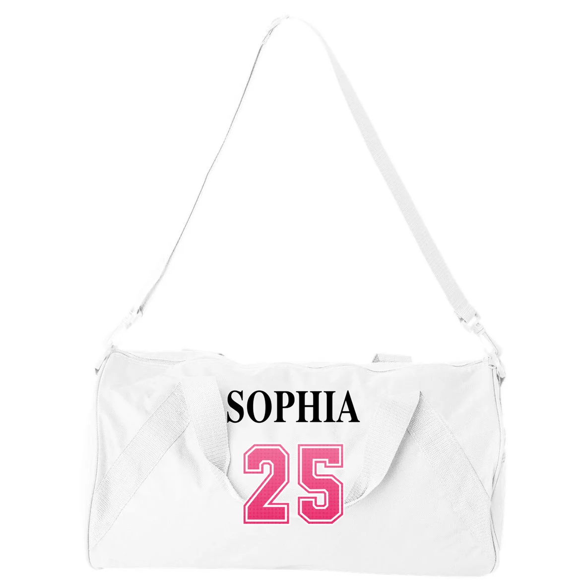 Custom Pink Out Volleyball Jersey - Personalized Name & Number Duffel Bag - Back - Close-up