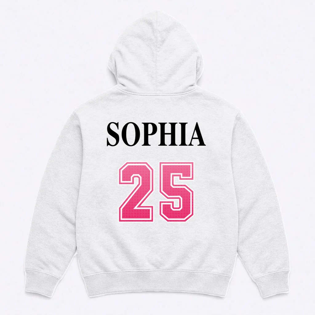 Custom Pink Out Volleyball Jersey - Personalized Name & Number Men's Hoodie - Back