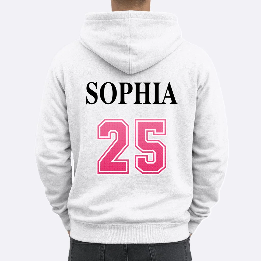 Custom Pink Out Volleyball Jersey - Personalized Name & Number Men's Hoodie - Back 1