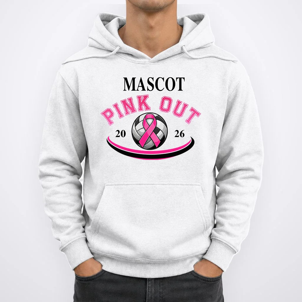 Custom Pink Out Volleyball Jersey - Personalized Name & Number Men's Hoodie - Front 1