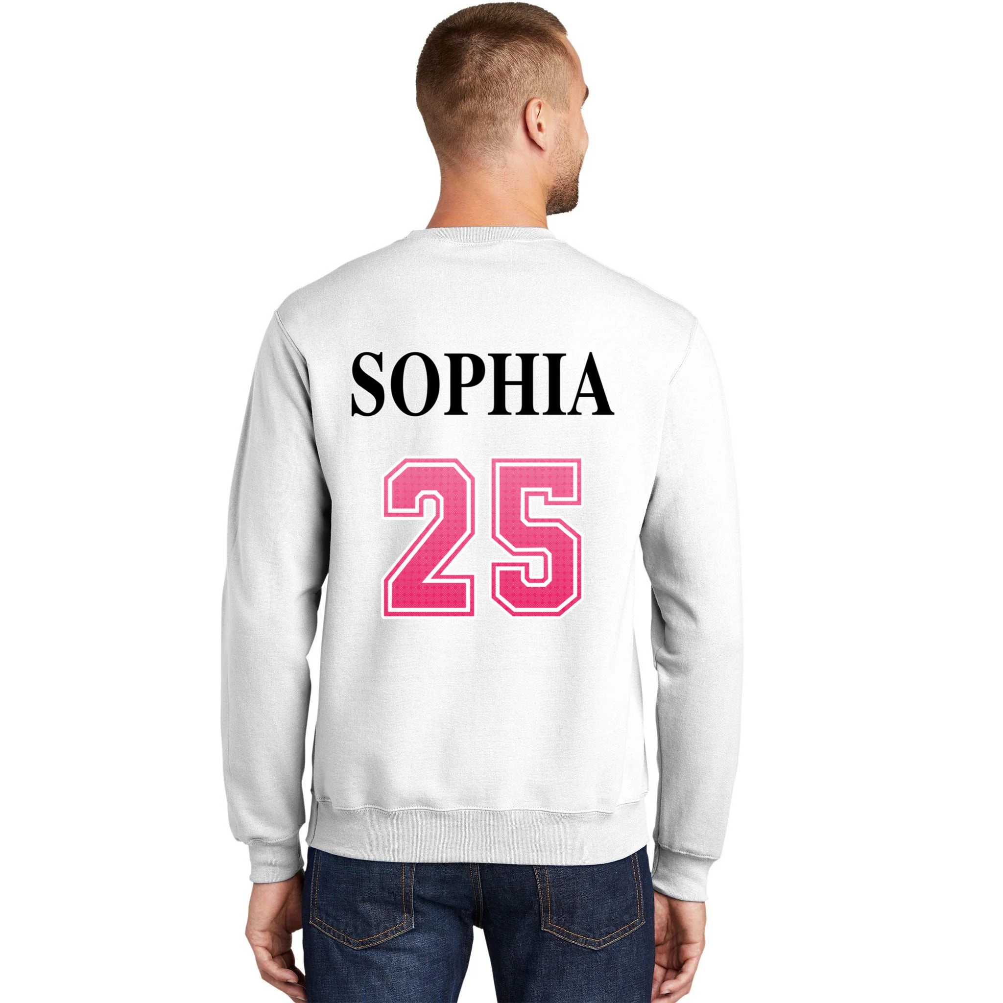 Custom Pink Out Volleyball Jersey - Personalized Name & Number Men's Sweatshirt - Back