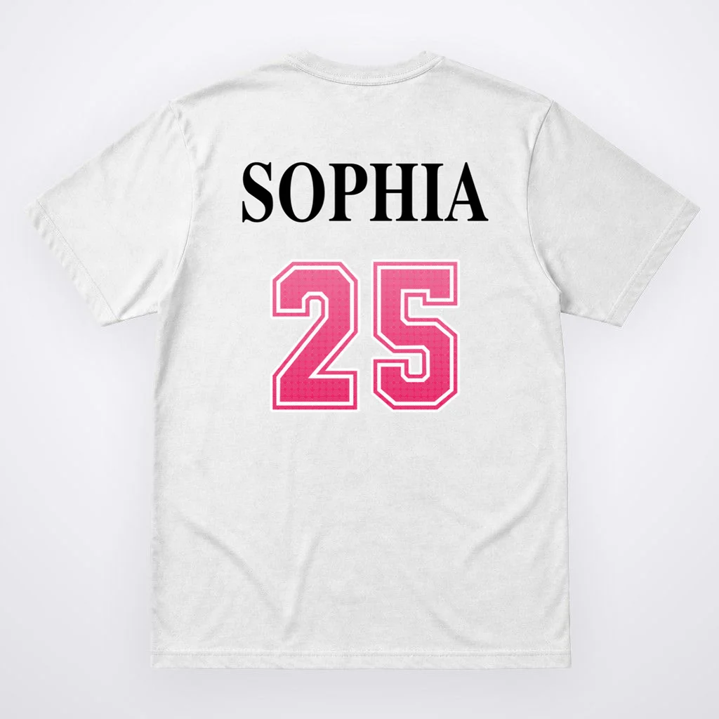Custom Pink Out Volleyball Jersey - Personalized Name & Number Men's T-Shirt - Back