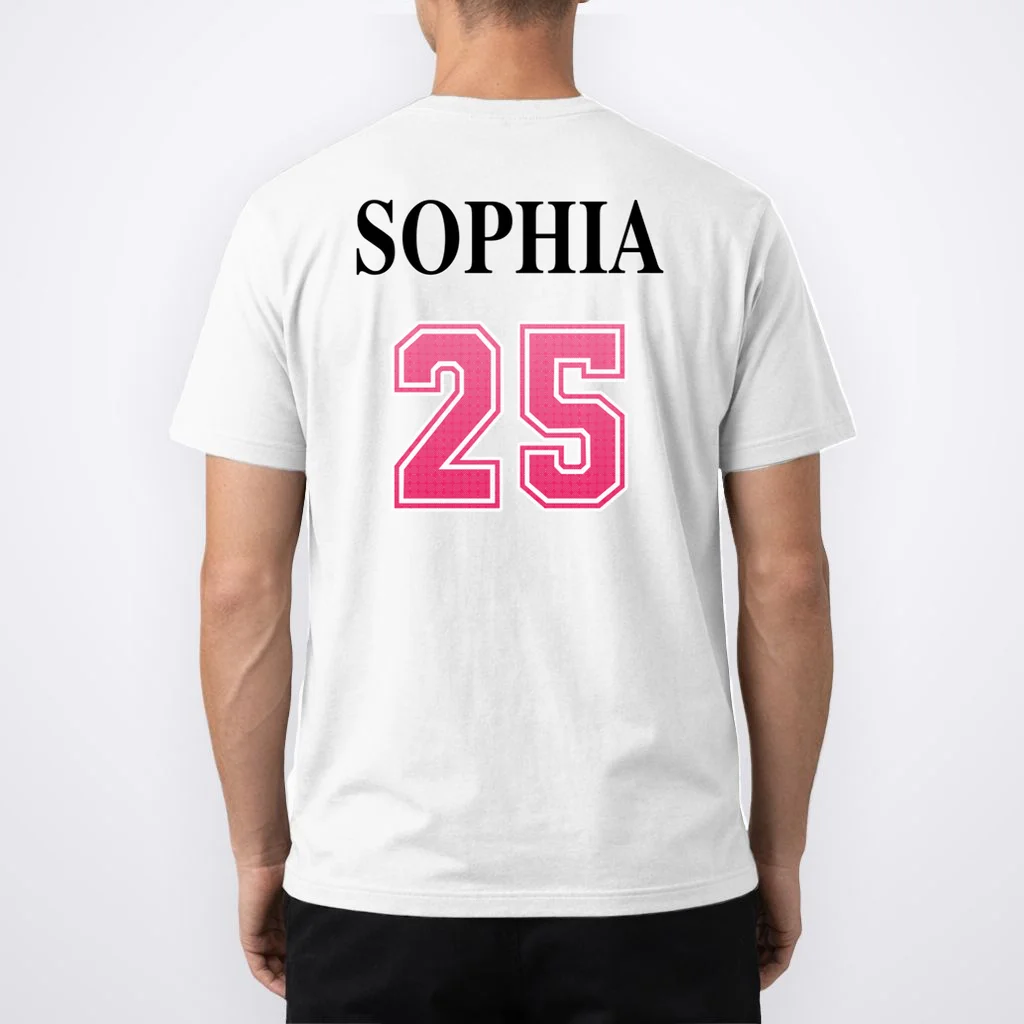 Custom Pink Out Volleyball Jersey - Personalized Name & Number Men's T-Shirt - Back 1