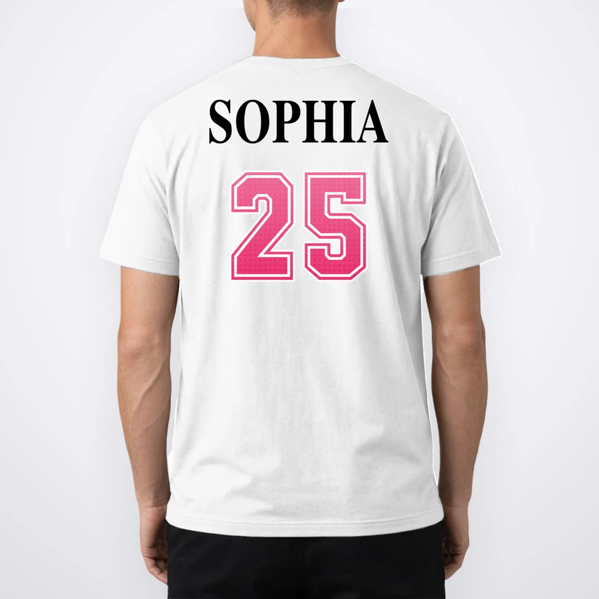 Custom Pink Out Volleyball Jersey - Personalized Name & Number Men's T-Shirt - Back 1