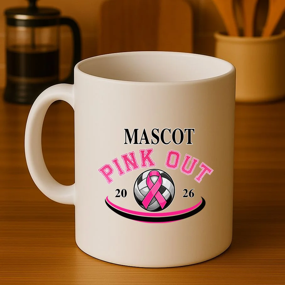 Custom Pink Out Volleyball Jersey - Personalized Name & Number Mug - Front 3