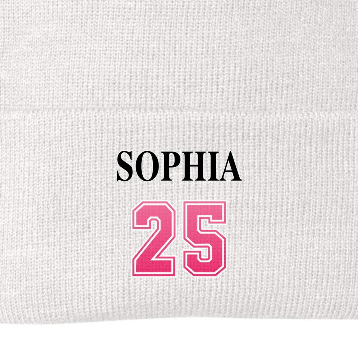 Custom Pink Out Volleyball Jersey - Personalized Name & Number Beanie - Back - Close-up