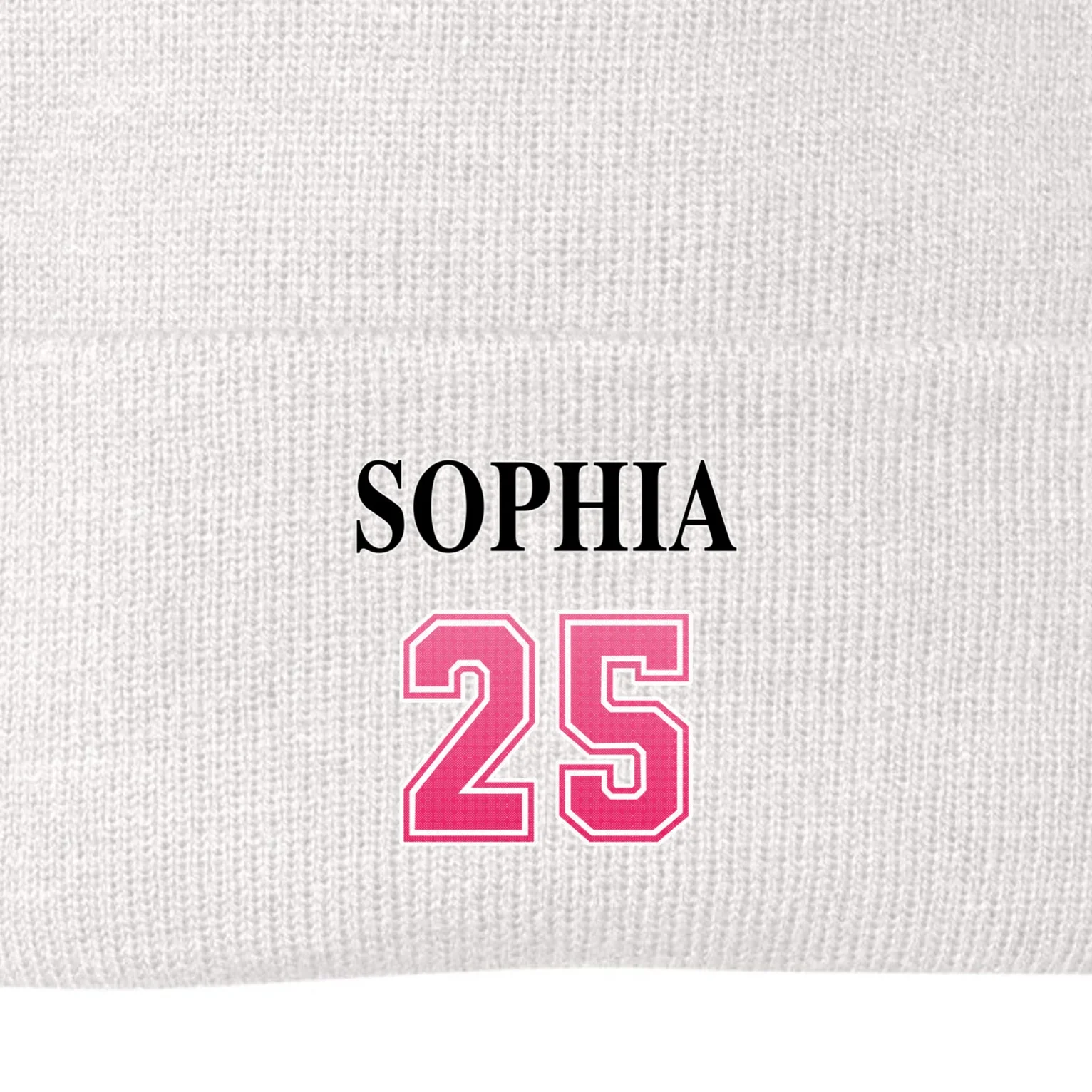 Custom Pink Out Volleyball Jersey - Personalized Name & Number Beanie - Back - Close-up