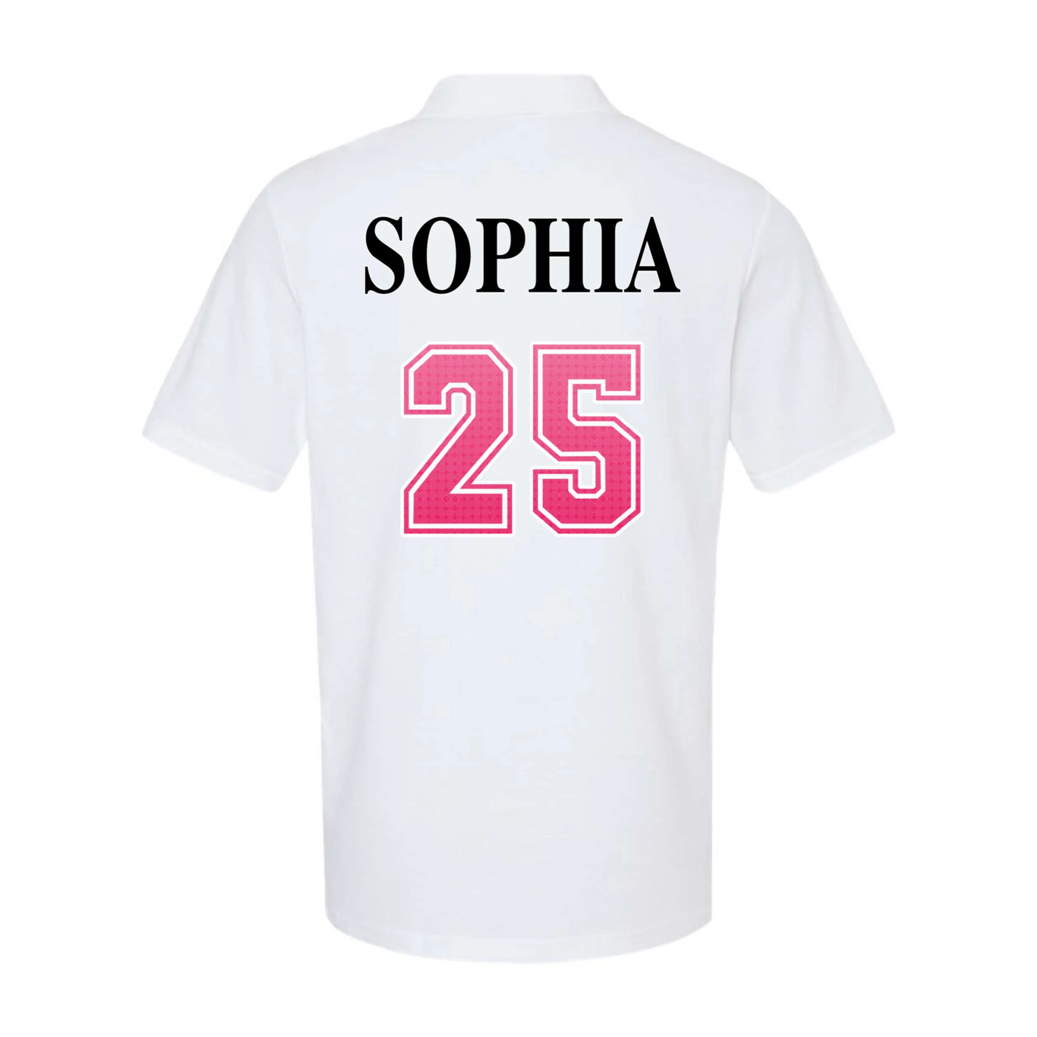 Custom Pink Out Volleyball Jersey - Personalized Name & Number Men's Polo - Back