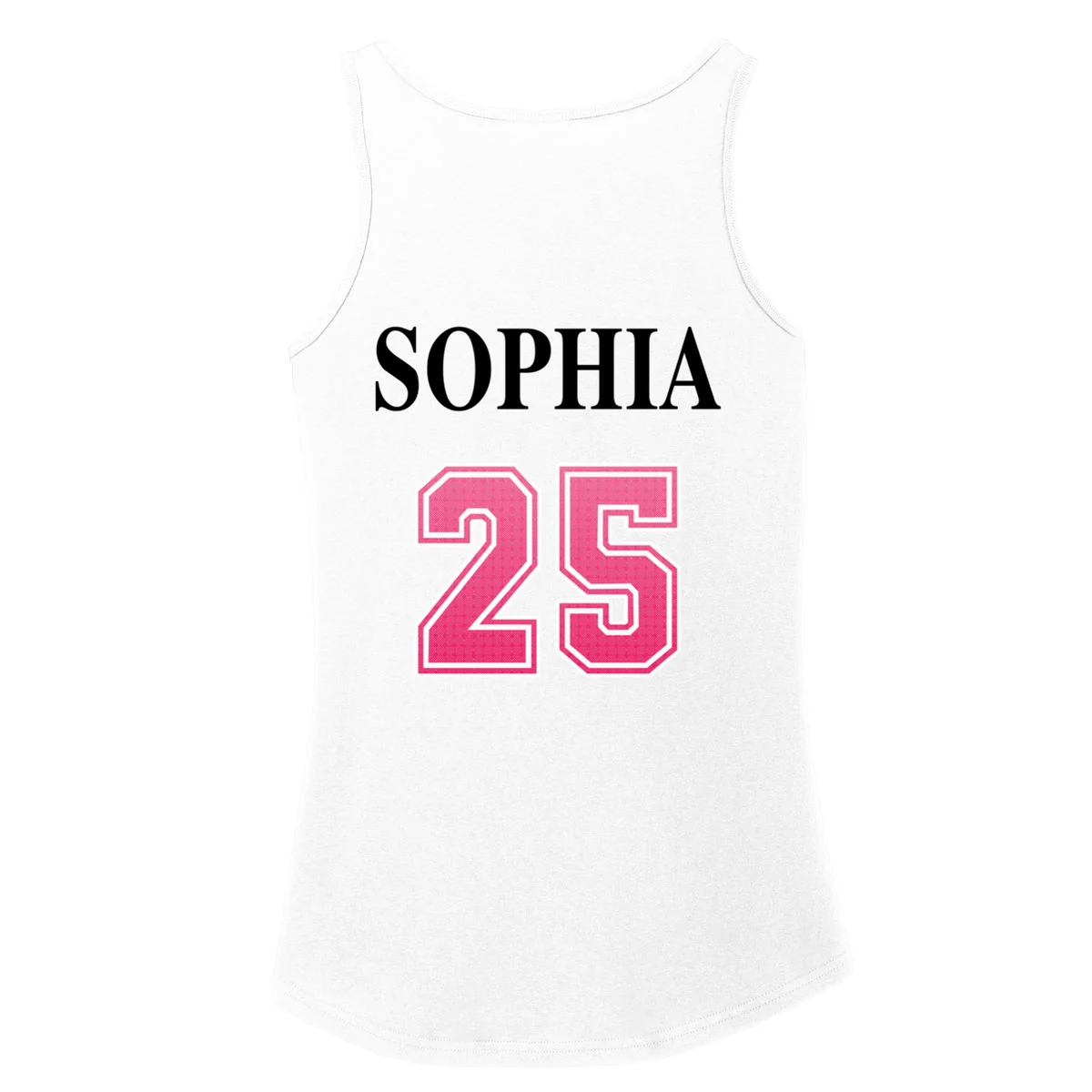 Custom Pink Out Volleyball Jersey - Personalized Name & Number Women's Tank Top - Back - Close-up
