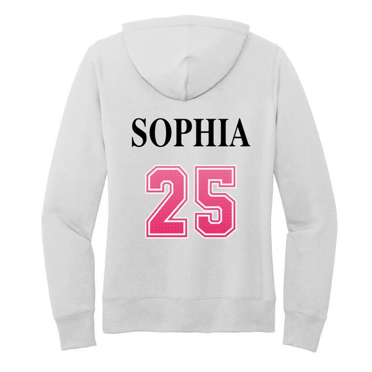 Custom Pink Out Volleyball Jersey - Personalized Name & Number Women's Pullover Hoodie - Back - Close-up