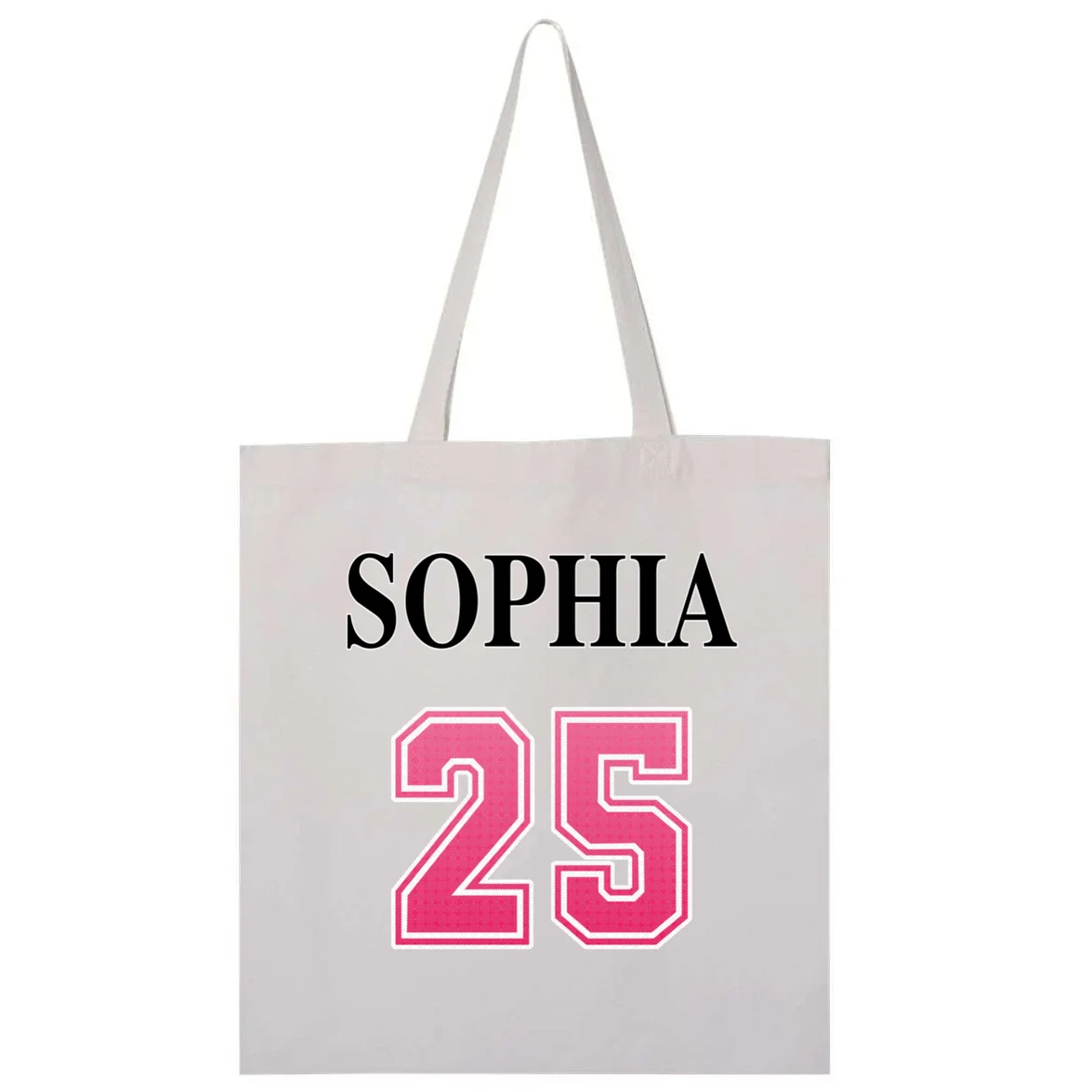 Custom Pink Out Volleyball Jersey - Personalized Name & Number Tote Bag - Back - Close-up