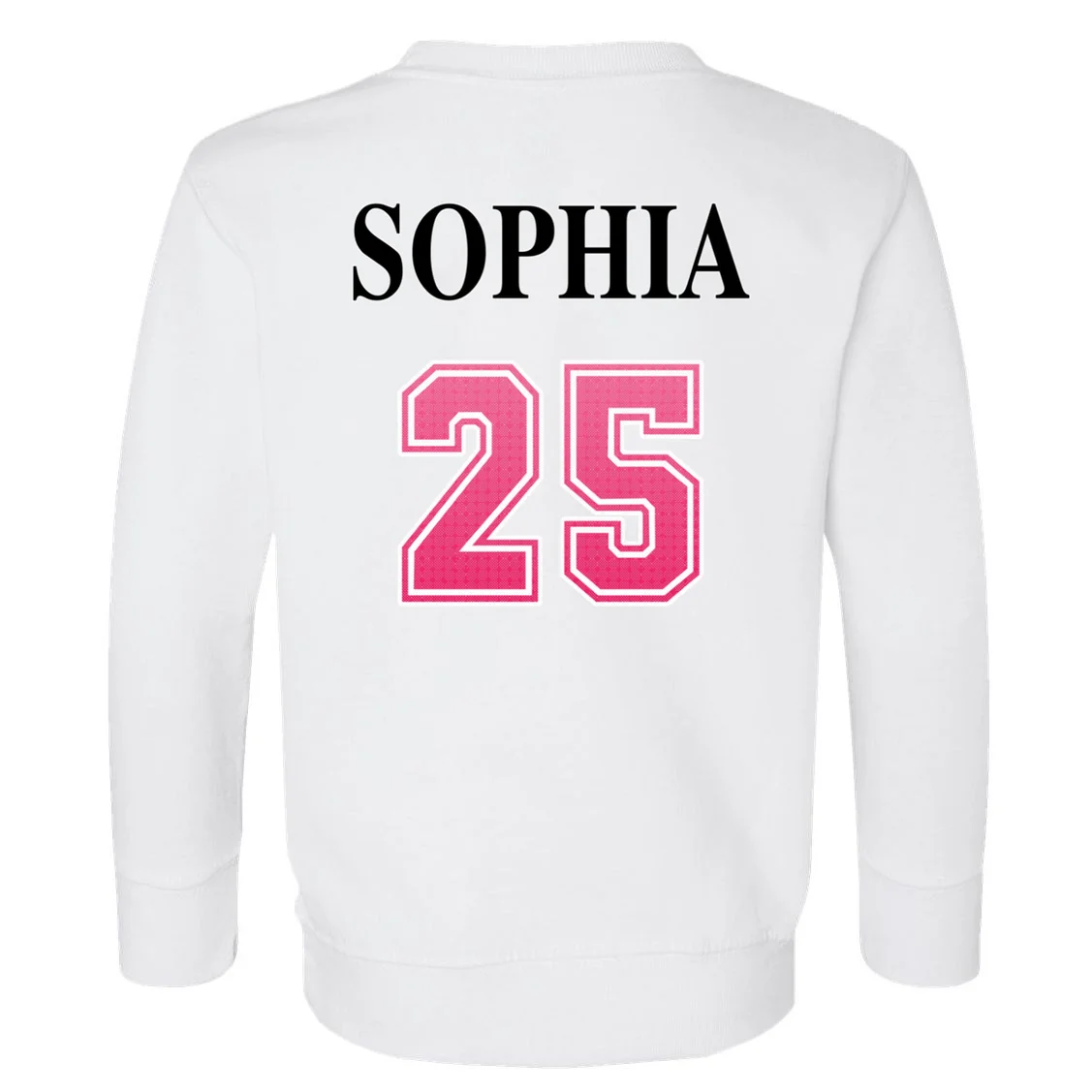 Custom Pink Out Volleyball Jersey - Personalized Name & Number Toddler Sweatshirt - Back - Close-up
