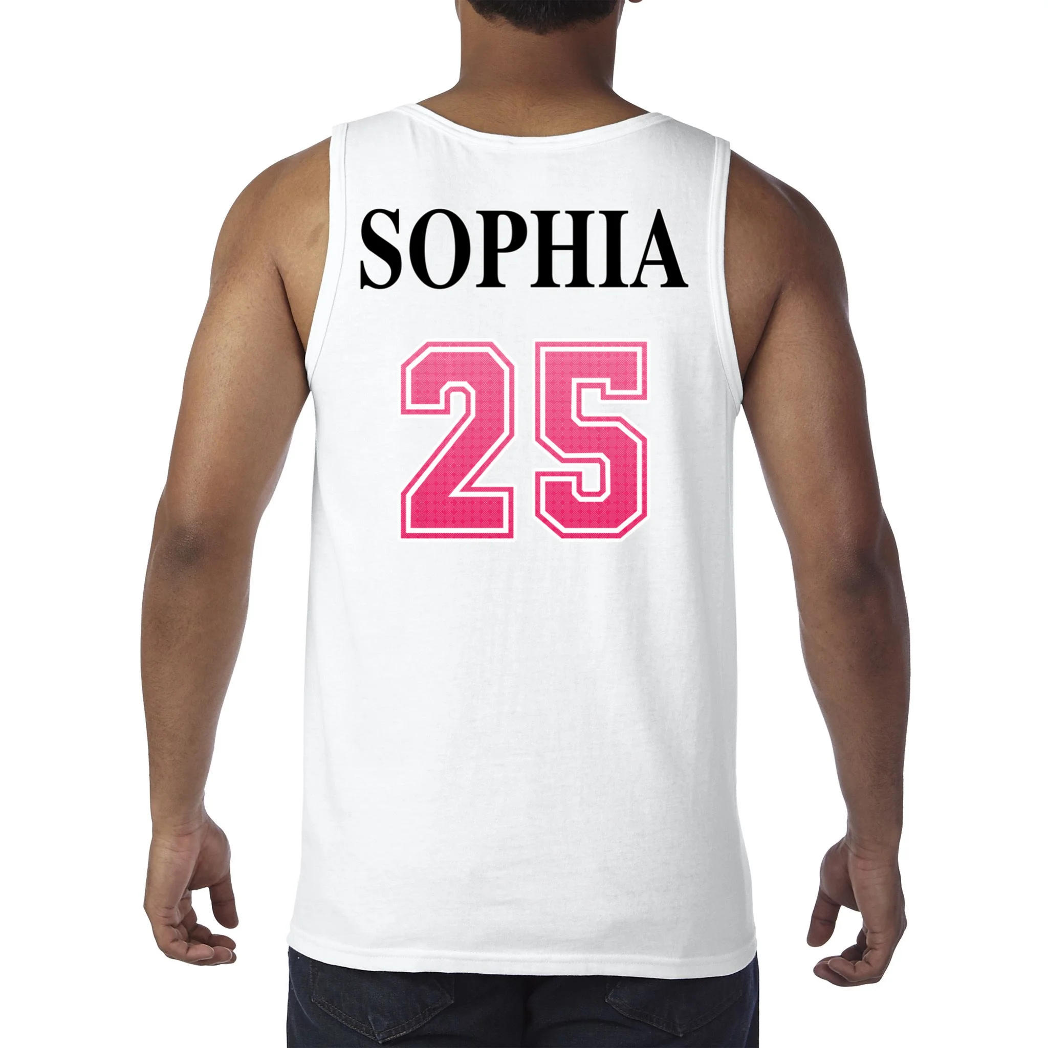 Custom Pink Out Volleyball Jersey - Personalized Name & Number Men's Tank Top - Back