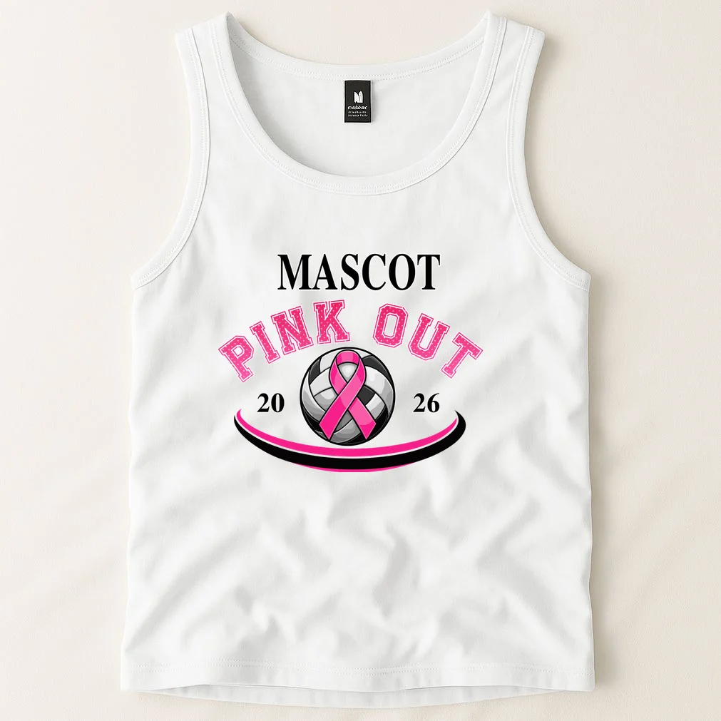 Custom Pink Out Volleyball Jersey - Personalized Name & Number Men's Tank Top - Front 1