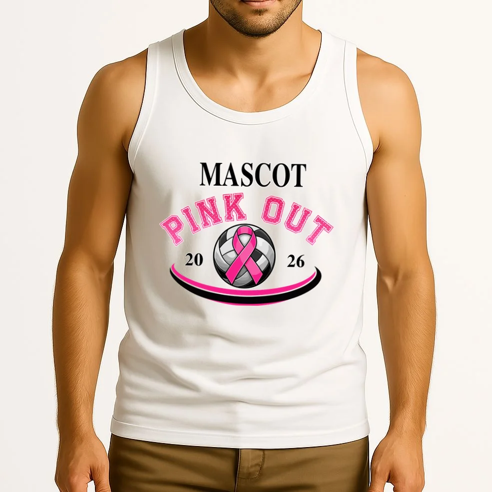 Custom Pink Out Volleyball Jersey - Personalized Name & Number Men's Tank Top - Front 2