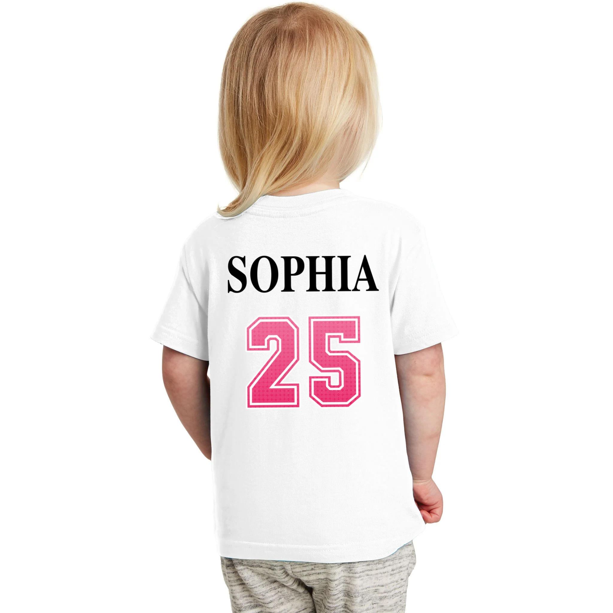 Custom Pink Out Volleyball Jersey - Personalized Name & Number Toddler T-Shirt - Back