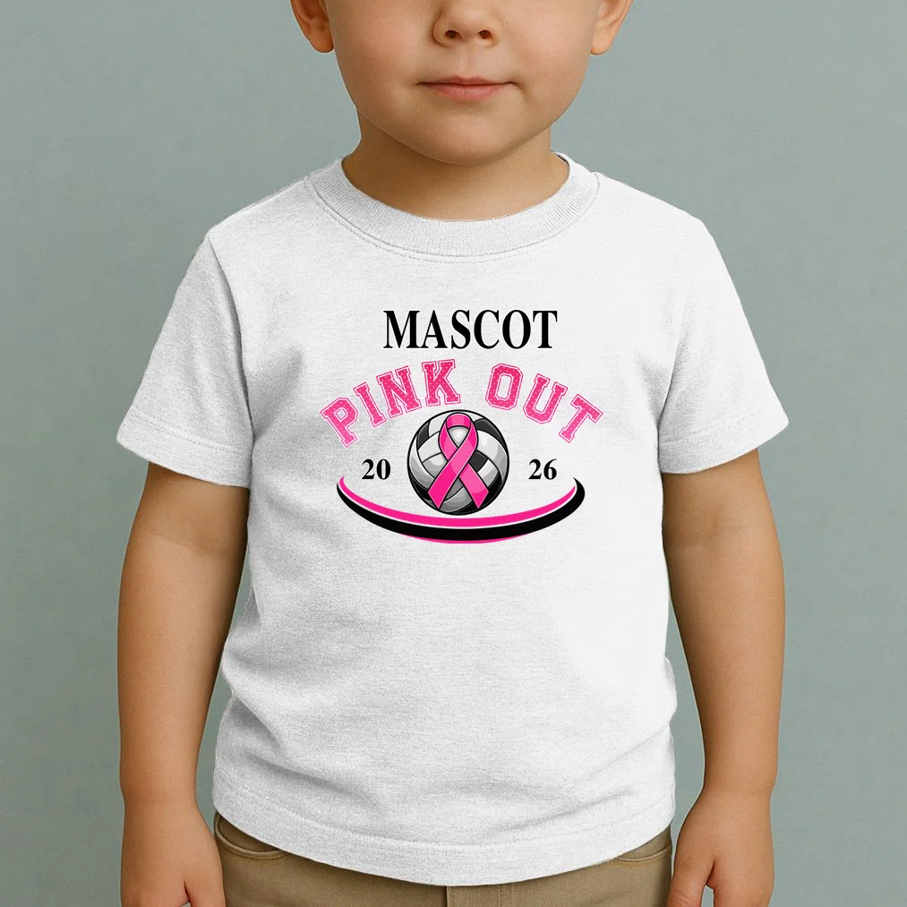 Custom Pink Out Volleyball Jersey - Personalized Name & Number Toddler T-Shirt - Front 1