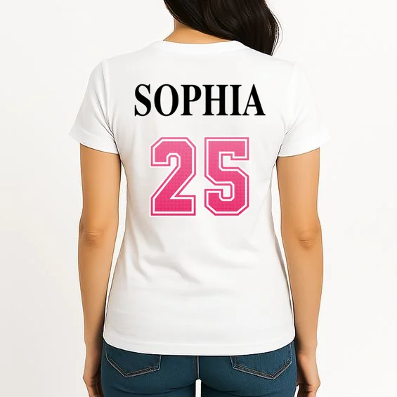 Custom Pink Out Volleyball Jersey - Personalized Name & Number Women's T-Shirt - Back
