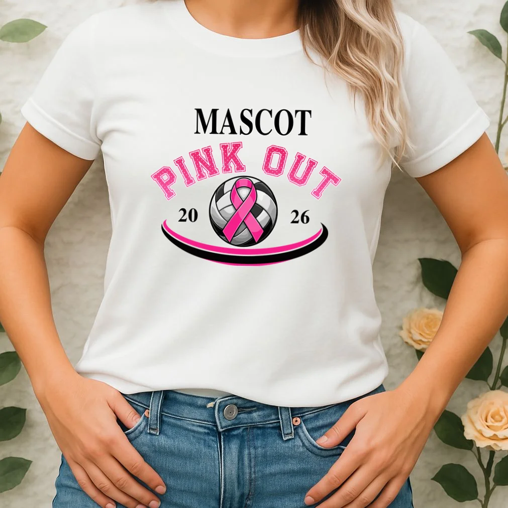 Custom Pink Out Volleyball Jersey - Personalized Name & Number Women's T-Shirt - Front 1