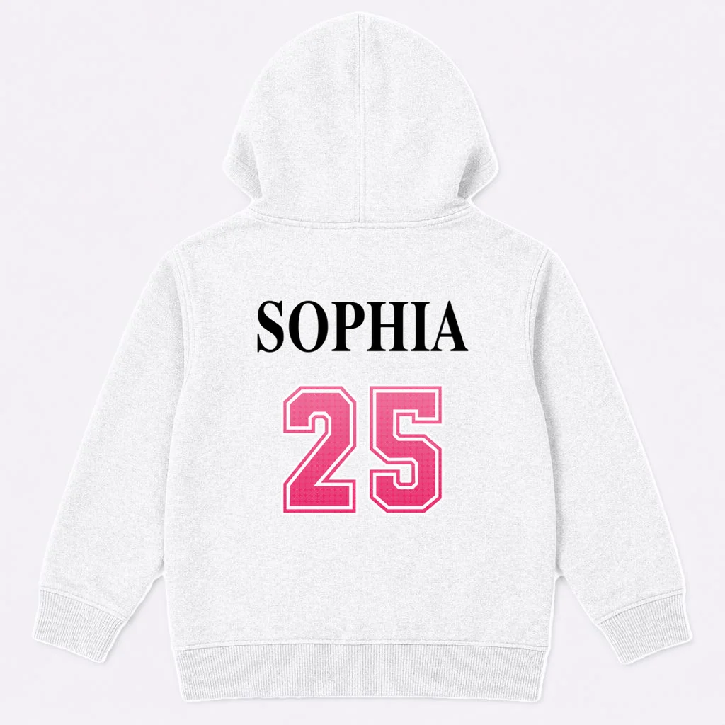 Custom Pink Out Volleyball Jersey - Personalized Name & Number Kids Hoodie - Back
