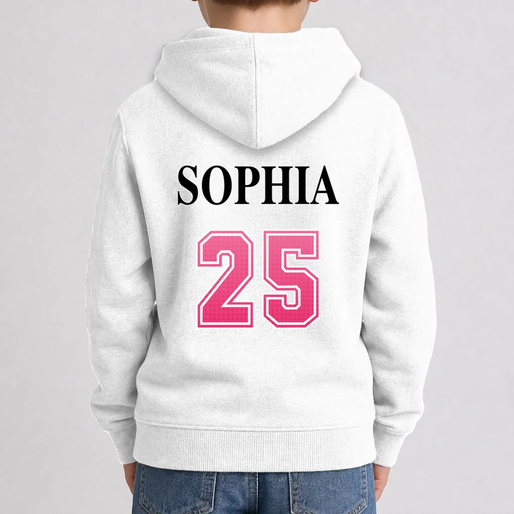 Custom Pink Out Volleyball Jersey - Personalized Name & Number Kids Hoodie - Back 1