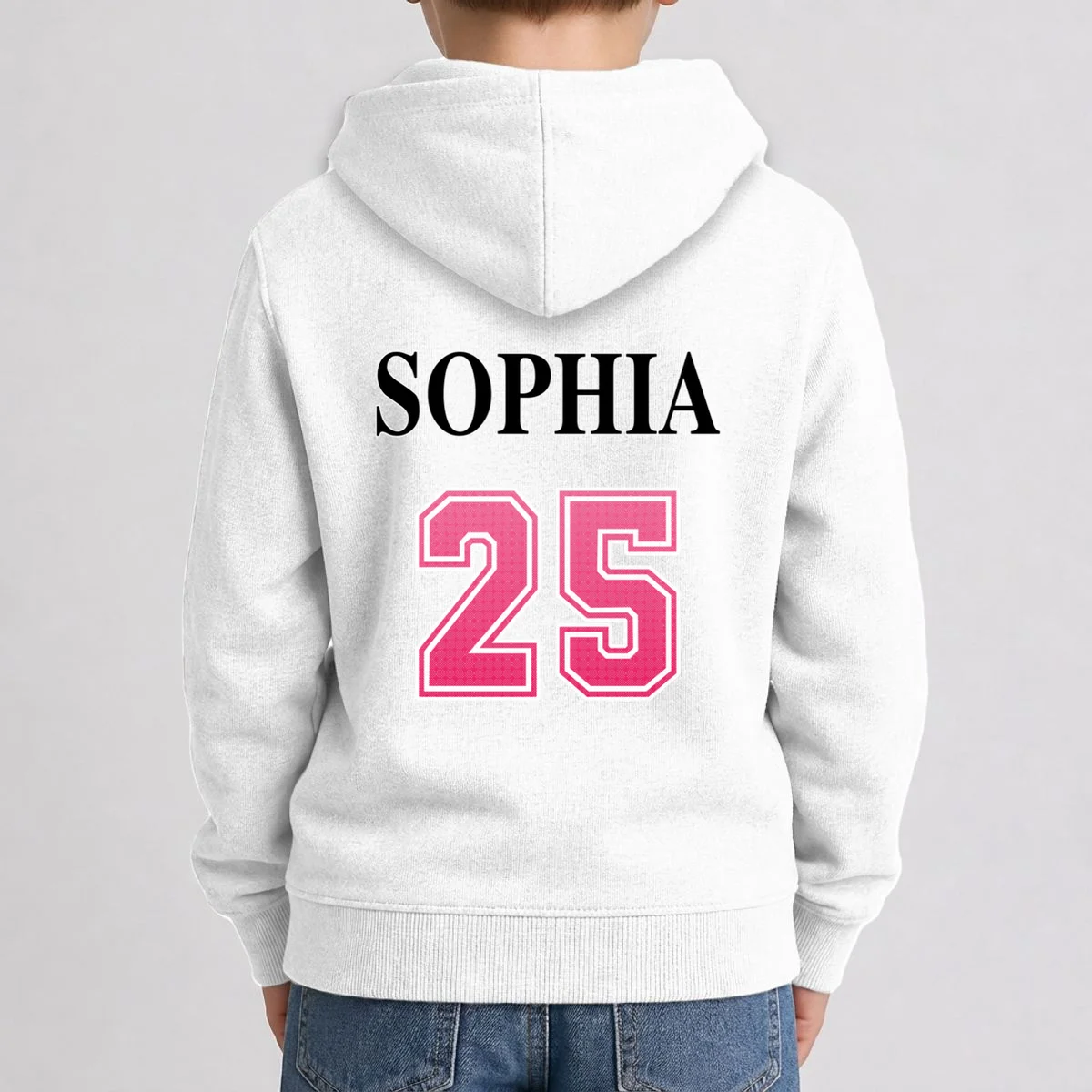 Custom Pink Out Volleyball Jersey - Personalized Name & Number Kids Hoodie - Back 1