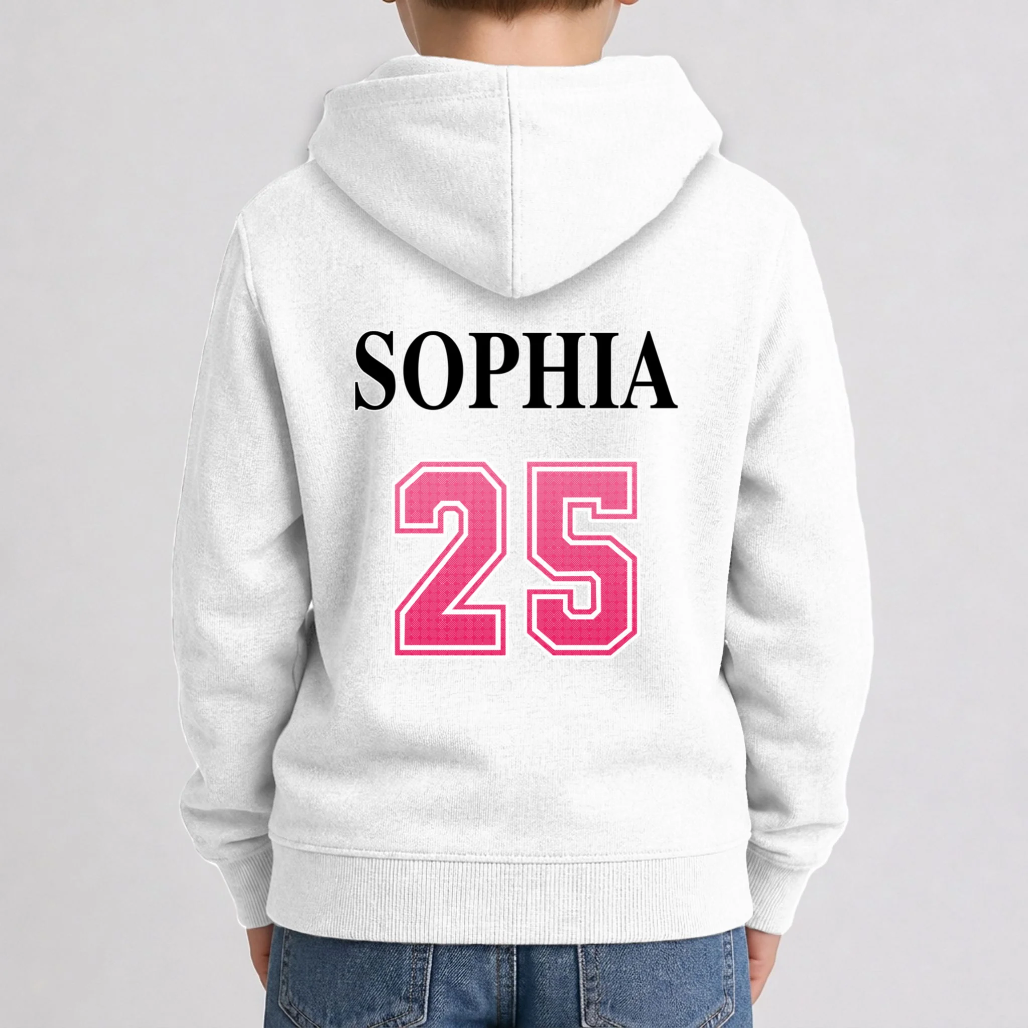 Custom Pink Out Volleyball Jersey - Personalized Name & Number Kids Hoodie - Back 1