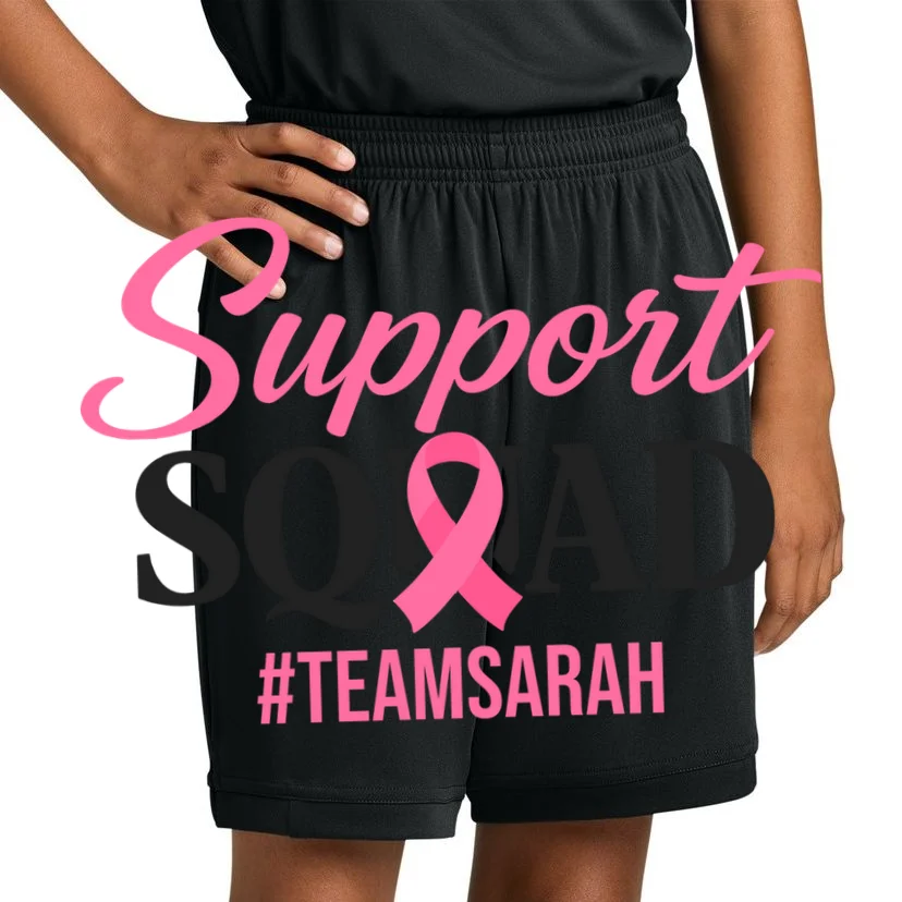 Custom Support Squad Breast Cancer Awareness Kids Shorts - Front 1