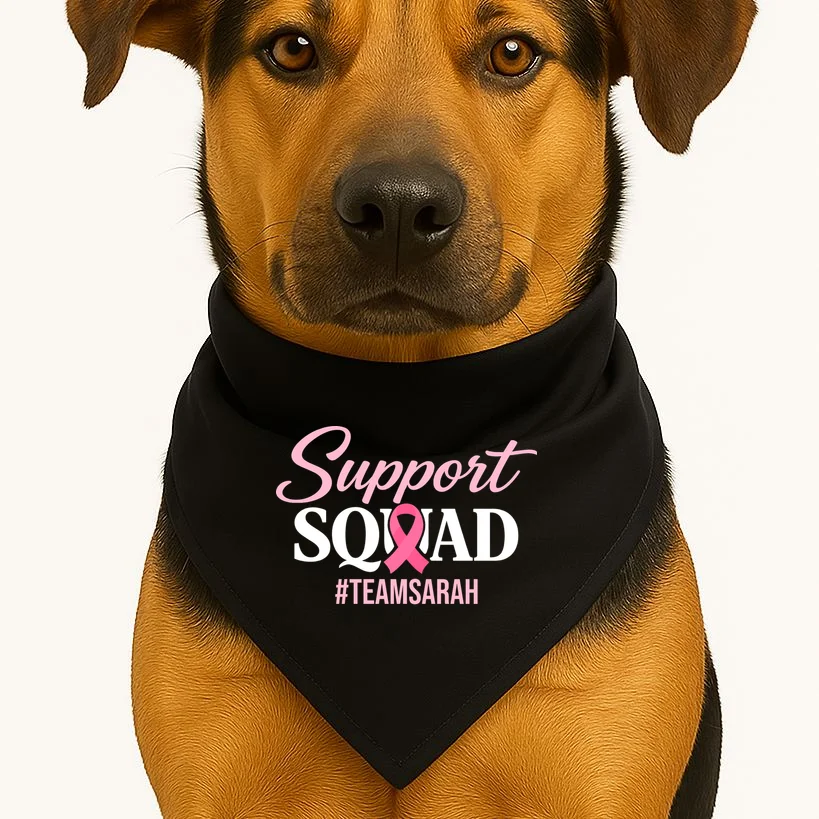 Custom Support Squad Breast Cancer Awareness Dog Bandana - Front 1