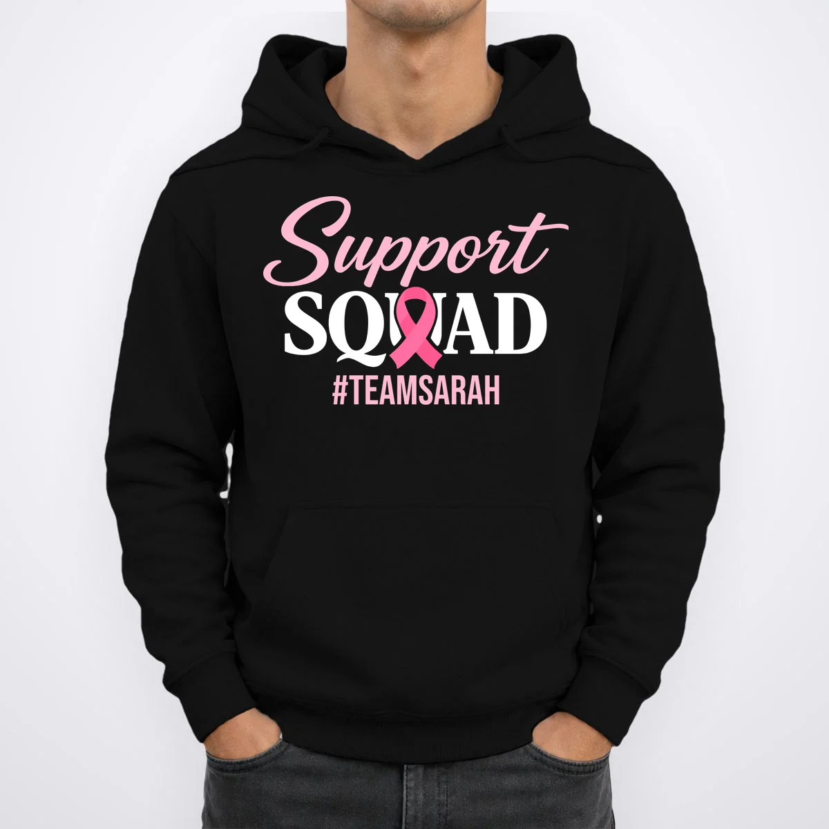 Custom Support Squad Breast Cancer Awareness Hoodie - Front 1