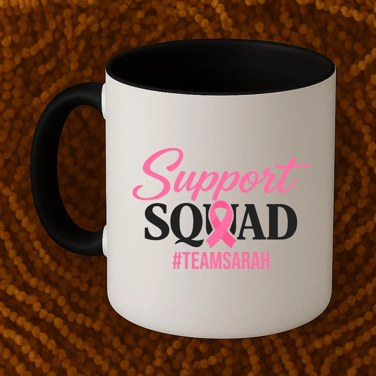 Custom Support Squad Breast Cancer Awareness Coffee Mug - Front 1