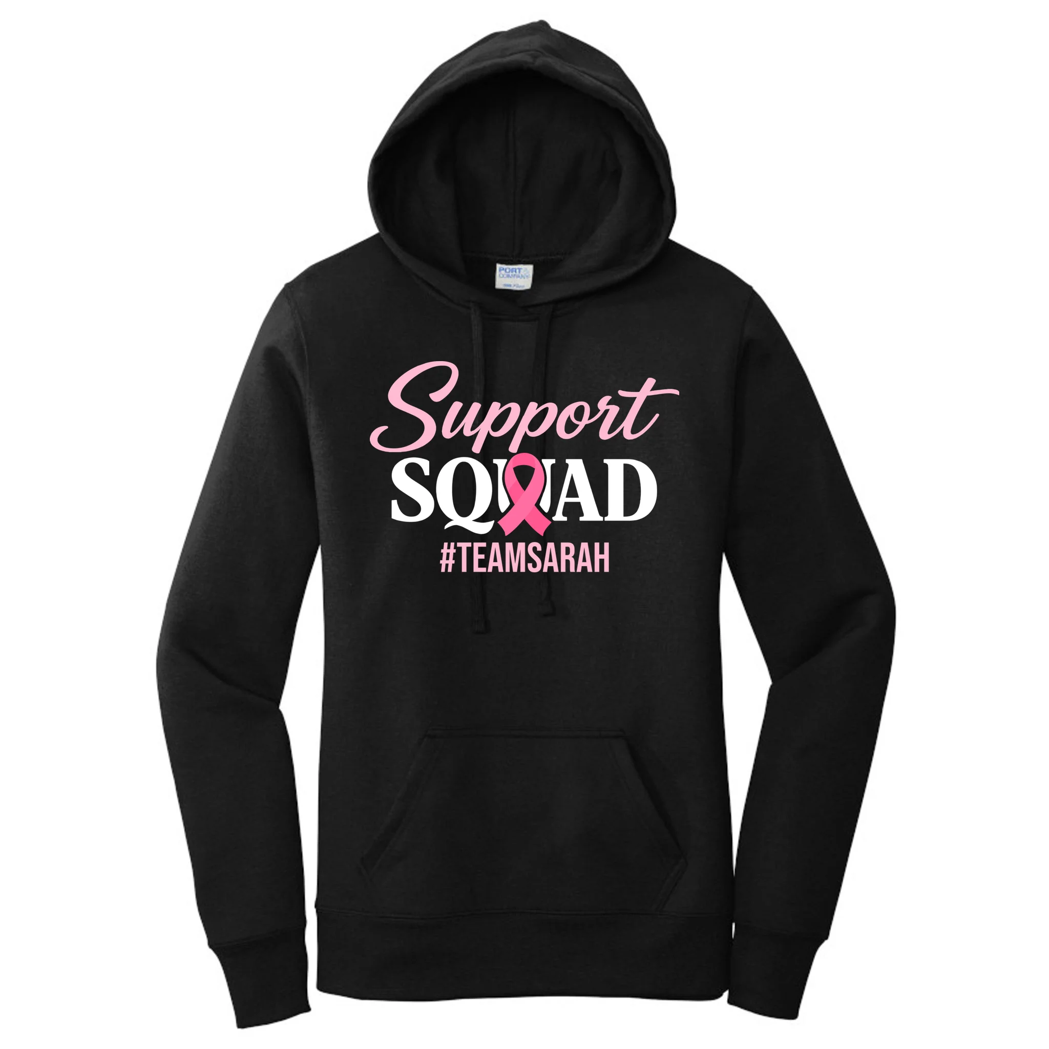 Custom Support Squad Breast Cancer Awareness Women's Pullover Hoodie - Front