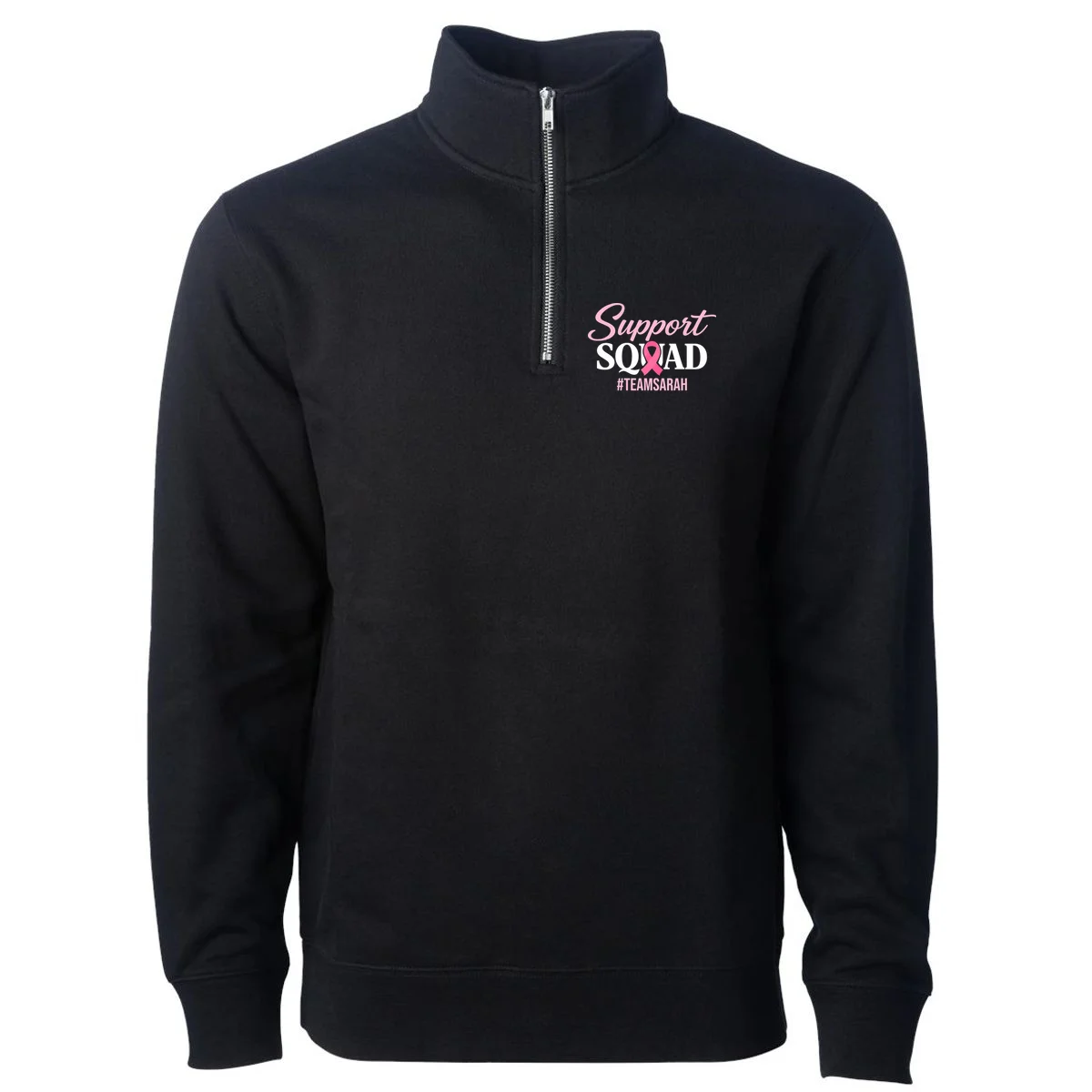 Custom Support Squad Breast Cancer Awareness Men's Pullover Quarter Zip - Front