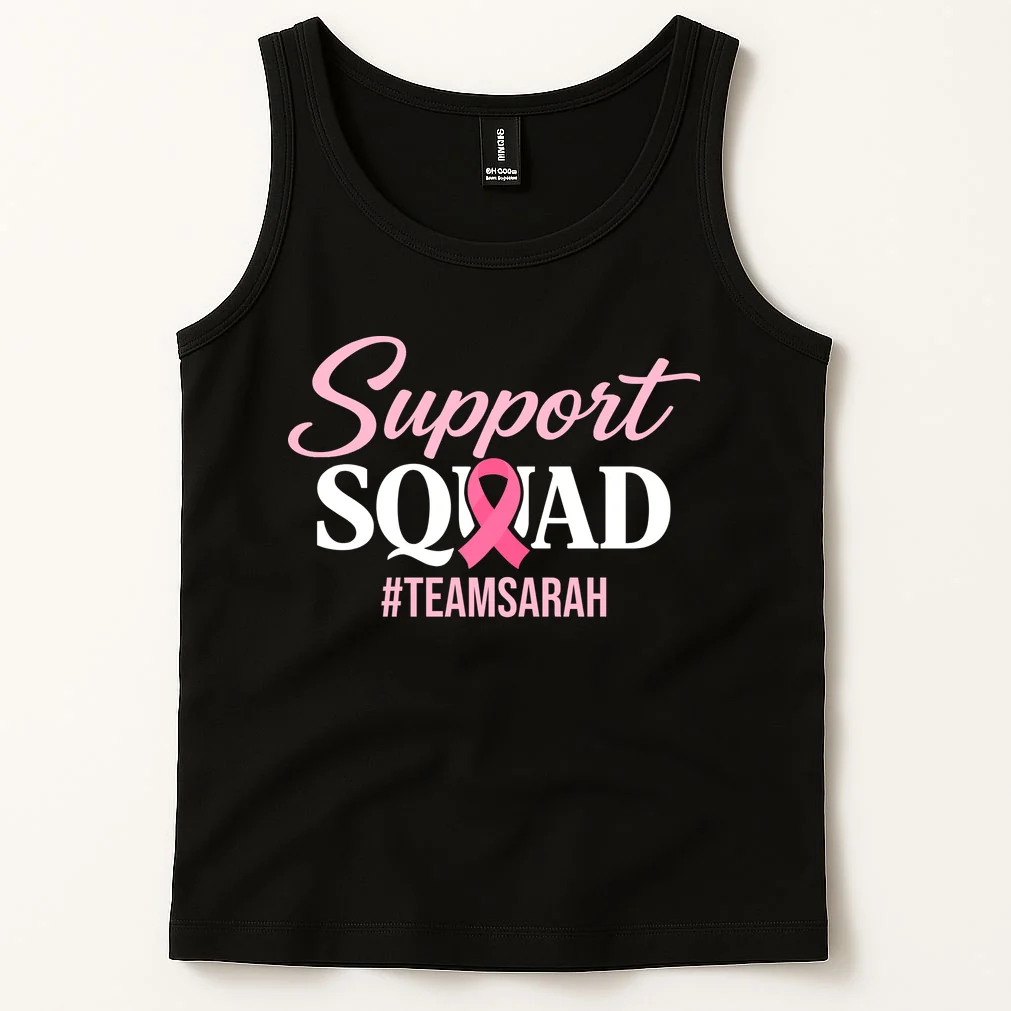 Custom Support Squad Breast Cancer Awareness Tank Top - Front 1