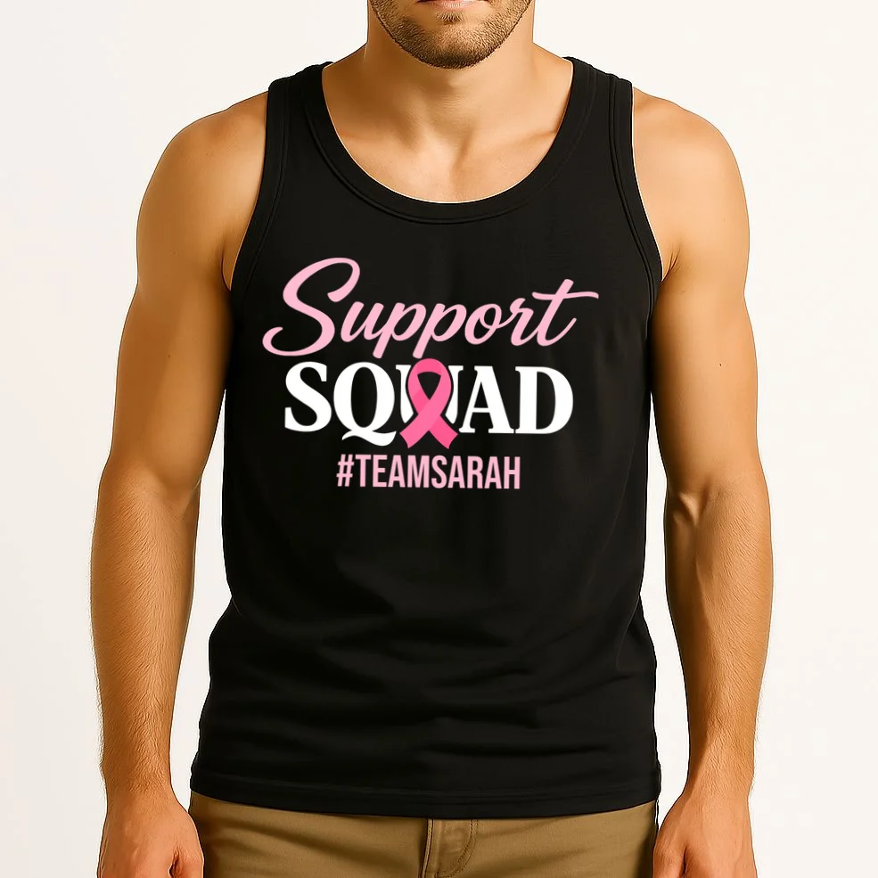 Custom Support Squad Breast Cancer Awareness Tank Top - Front 2