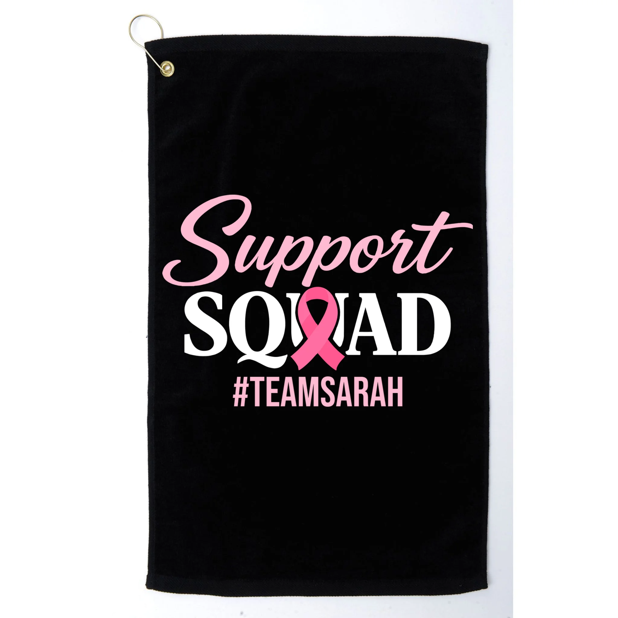 Custom Support Squad Breast Cancer Awareness Golf Towel - Front