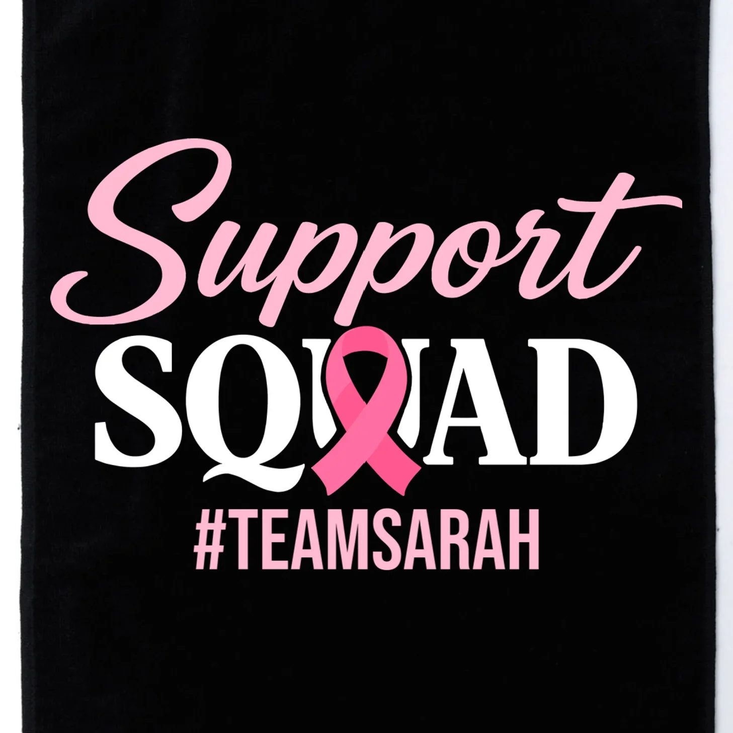 Custom Support Squad Breast Cancer Awareness Golf Towel - Front - Close-up
