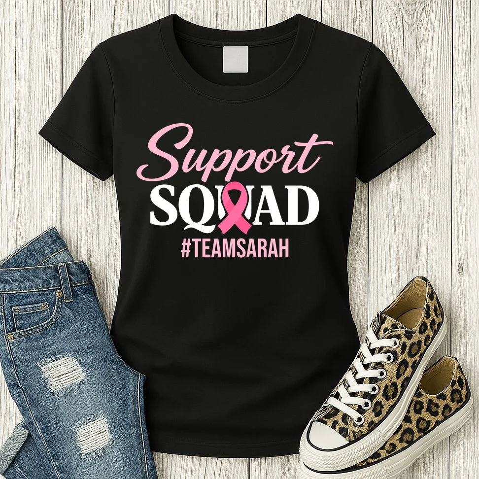 Custom Support Squad Breast Cancer Awareness Women's T-Shirt - Front 2