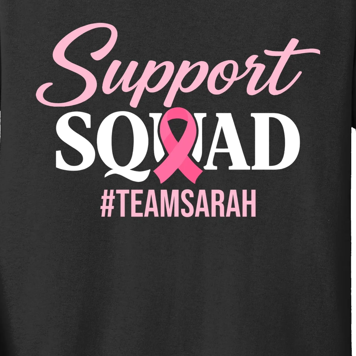 Custom Support Squad Breast Cancer Awareness Kids Long Sleeve Shirt - Front - Close-up