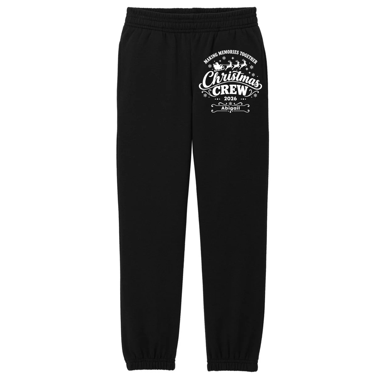 Custom Personalized Christmas Crew Kids Fleece Sweatpants - Front