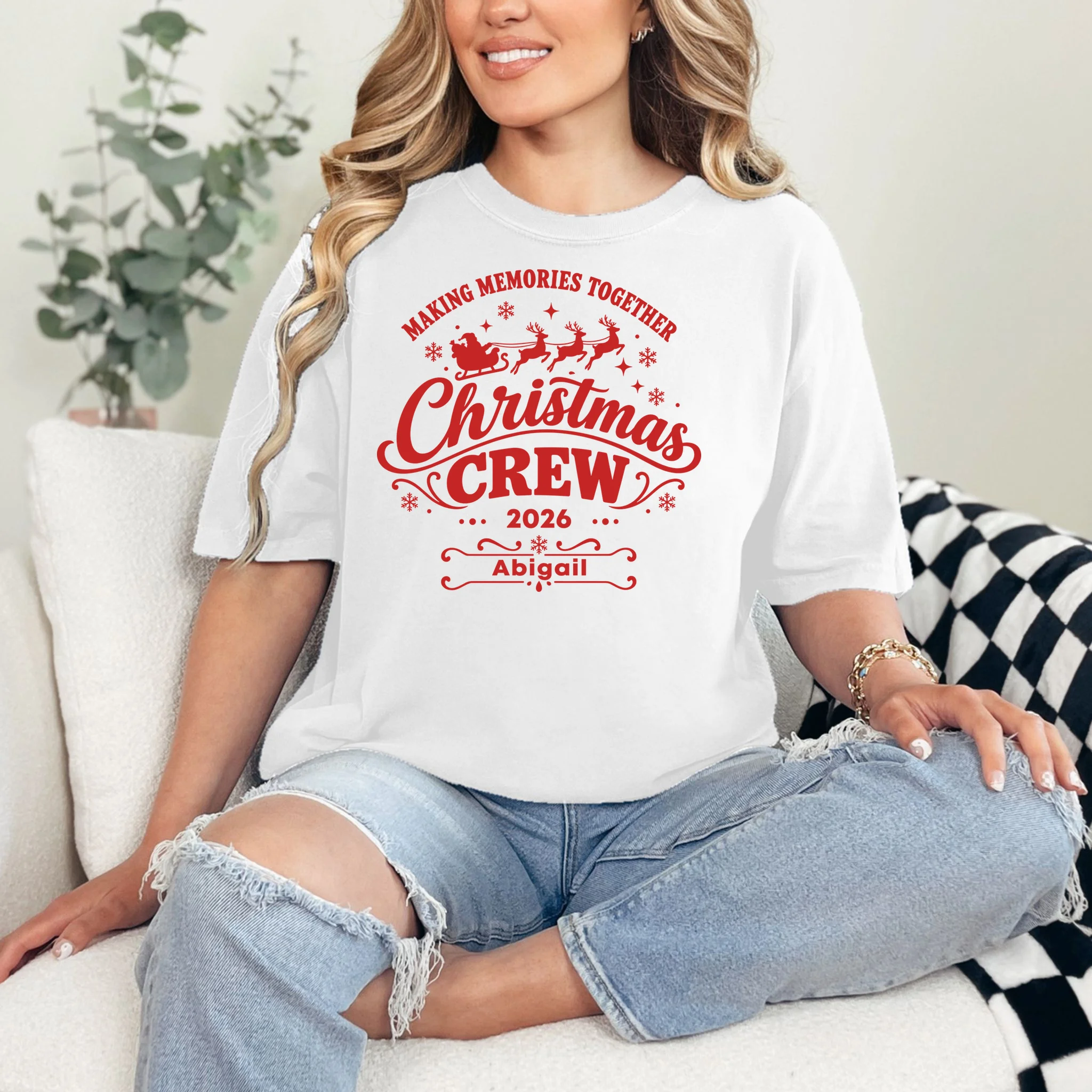 Custom Personalized Christmas Crew Comfort Colors Unisex T-Shirt - Front 1