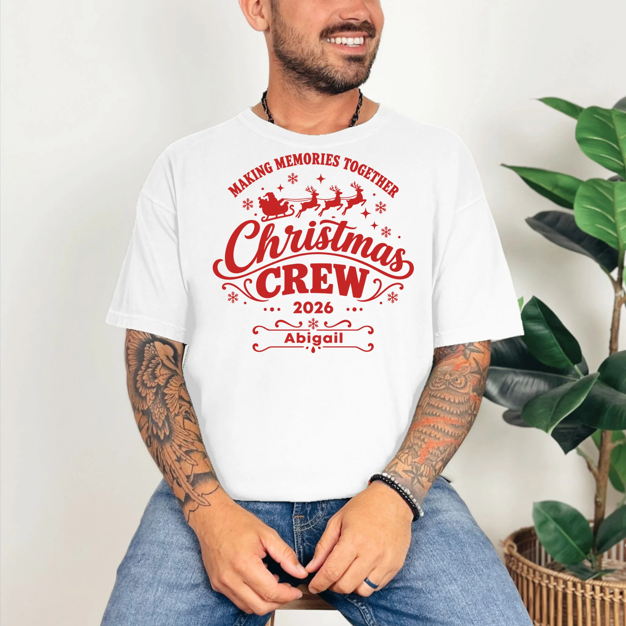 Custom Personalized Christmas Crew Comfort Colors Unisex T-Shirt - Front 2