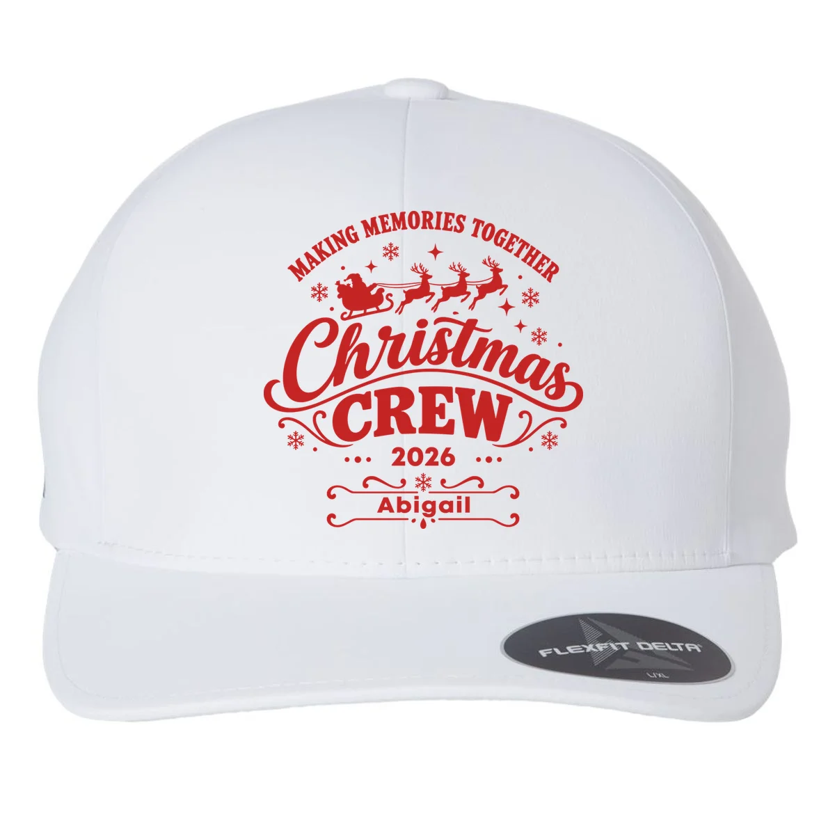 Custom Personalized Christmas Crew Flexfit Men's Snapback Hat - Front