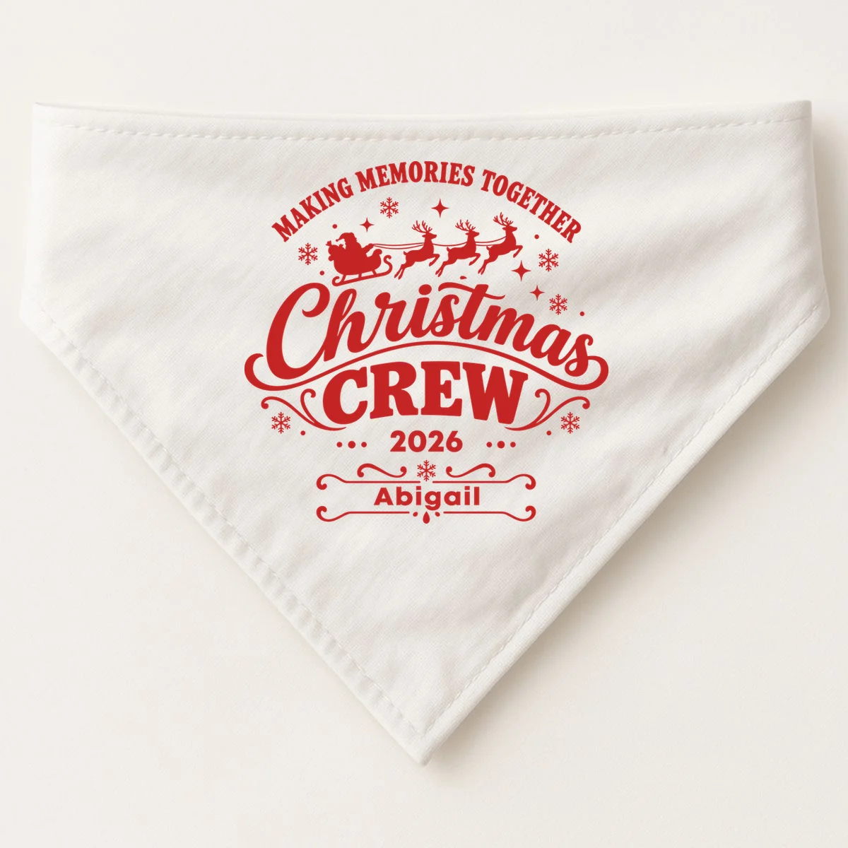 Custom Personalized Christmas Crew Dog Bandana - Front