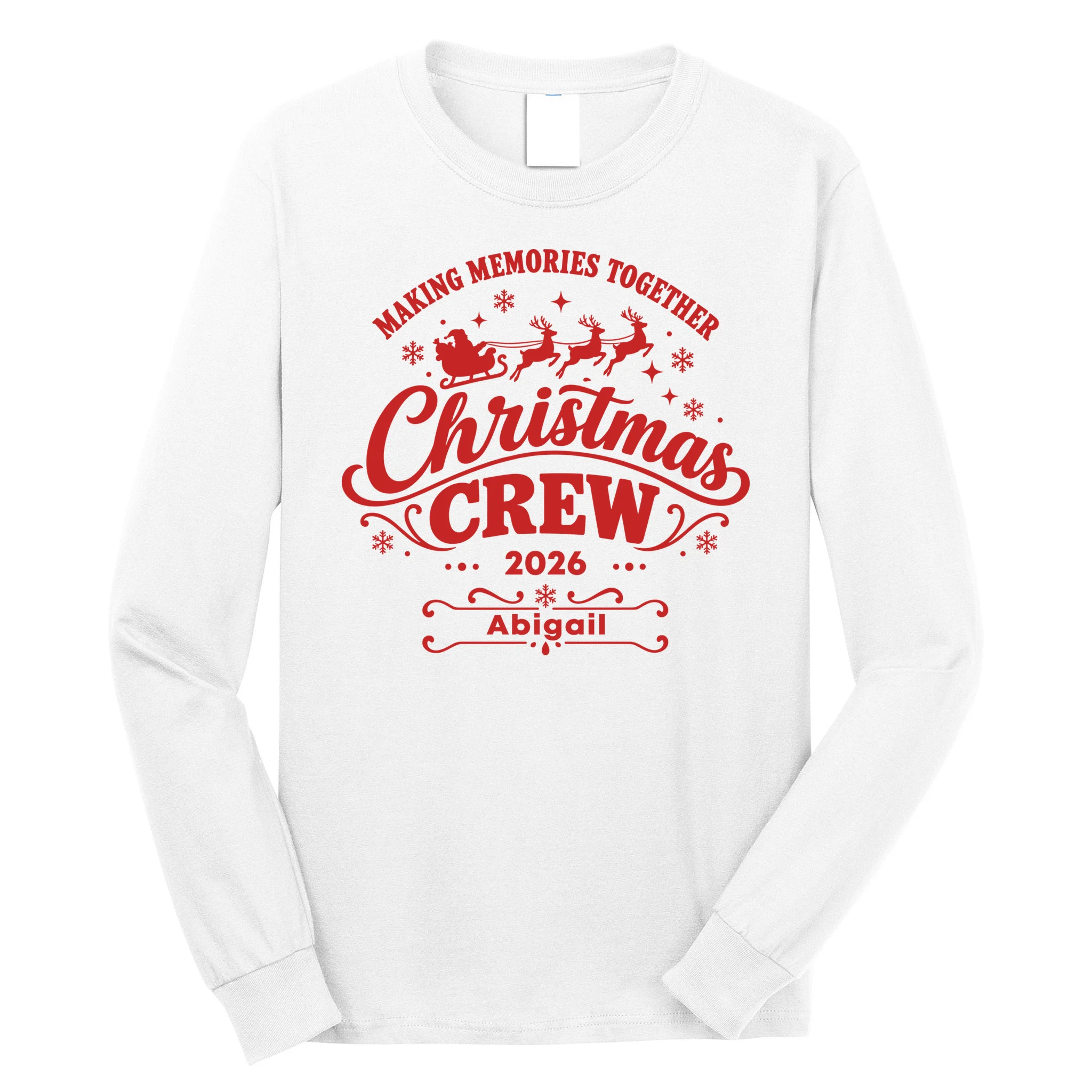 Custom Personalized Christmas Crew Men's Long Sleeve Shirt - Front
