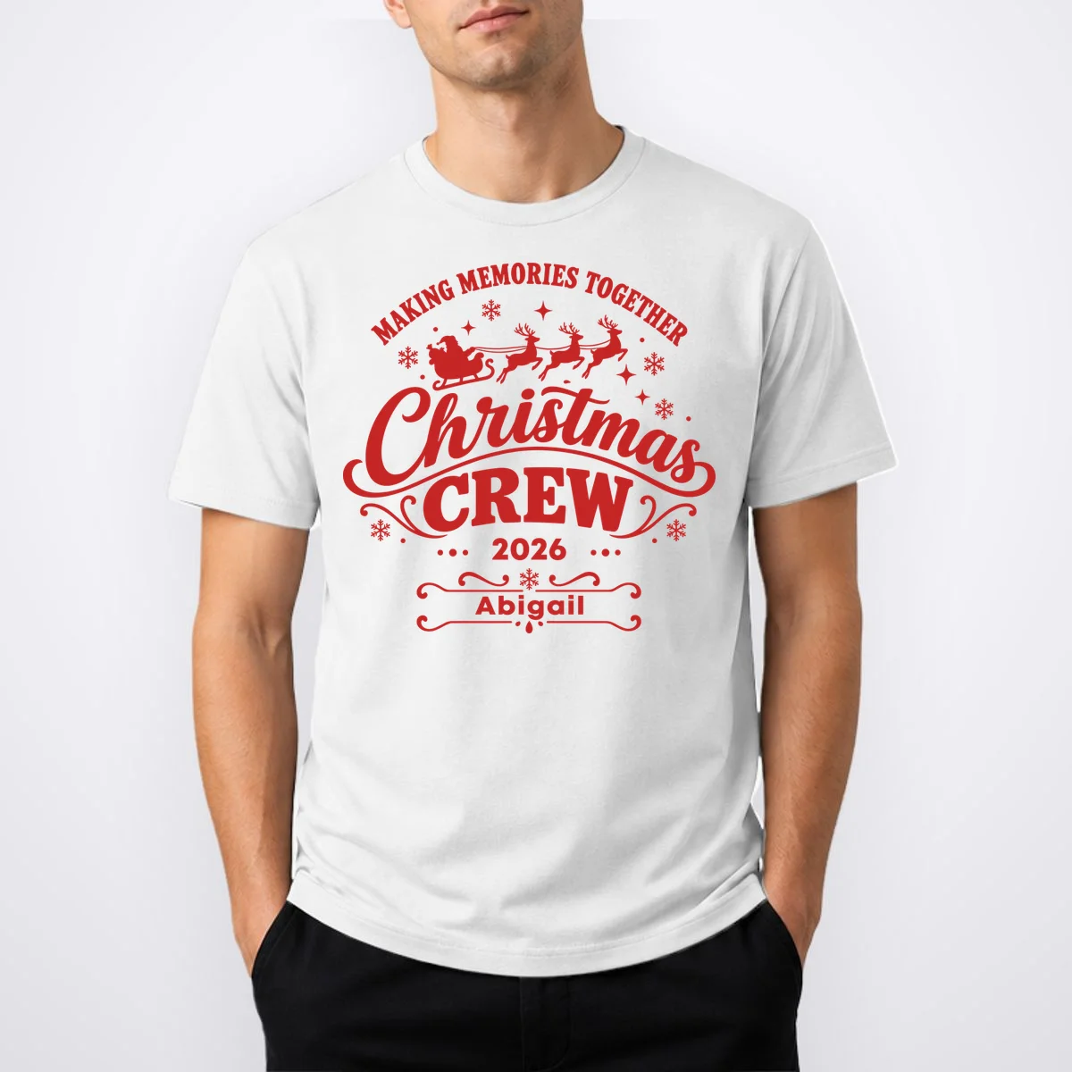 Custom Personalized Christmas Crew Men's T-Shirt - Front 1