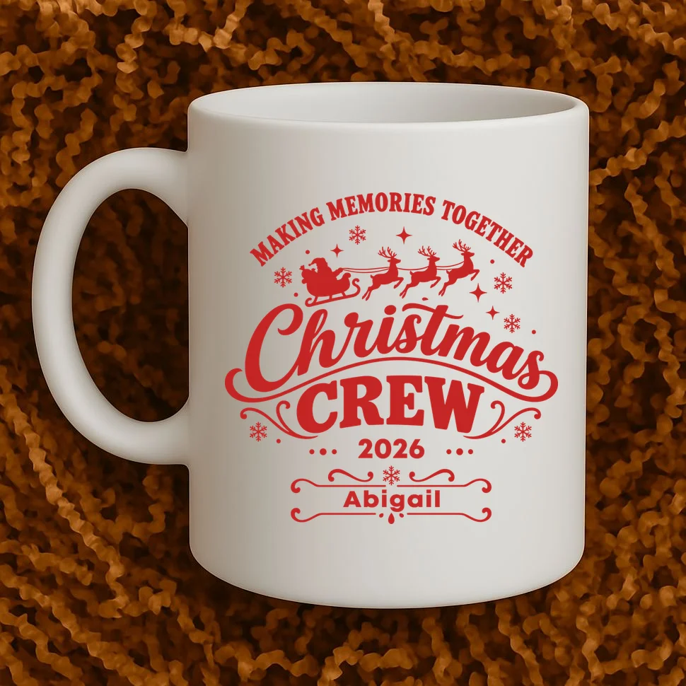 Custom Personalized Christmas Crew Mug - Front 1